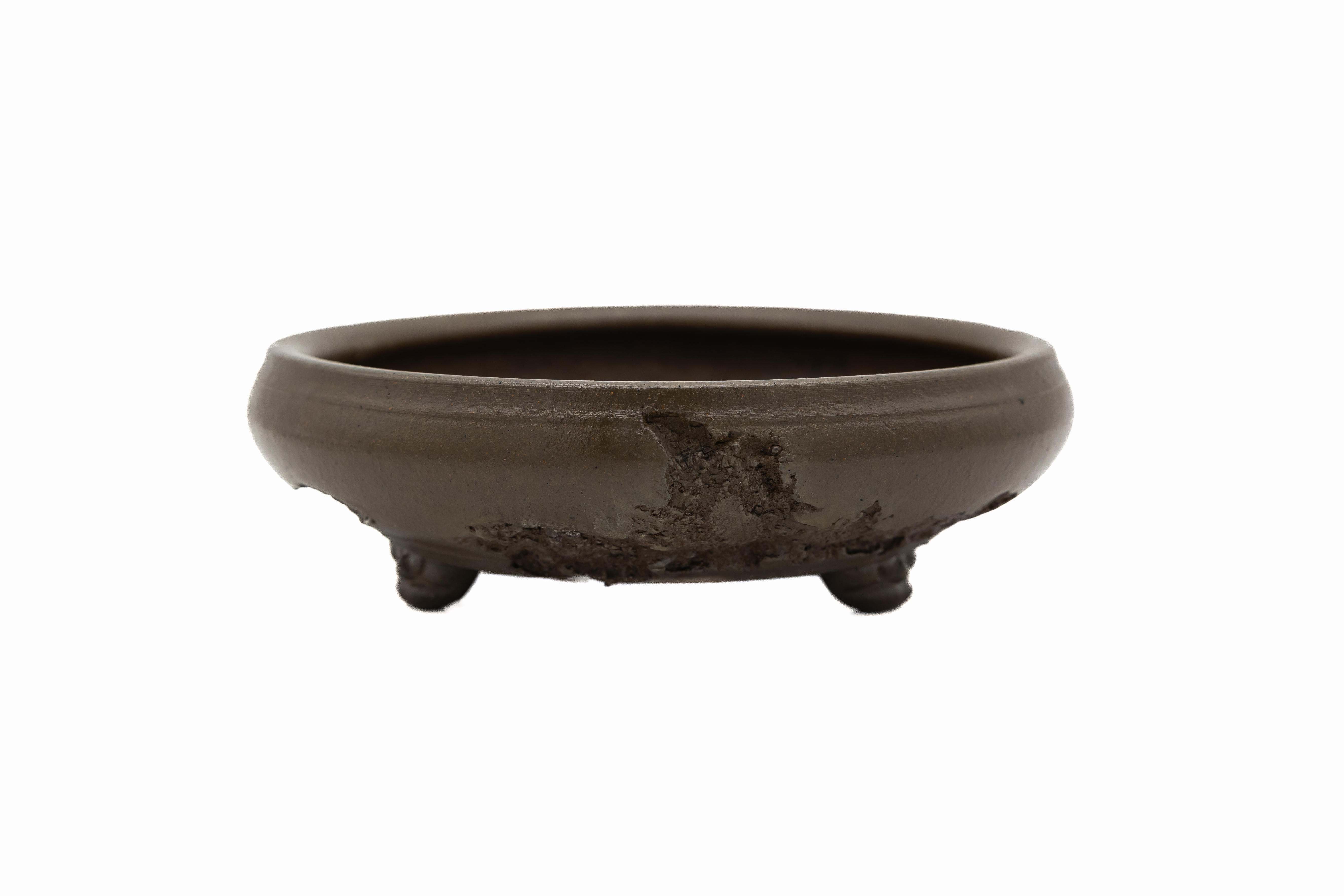 Grande vaso rotondo non smaltato per bonsai – Texture effetto tarlato, forma audace