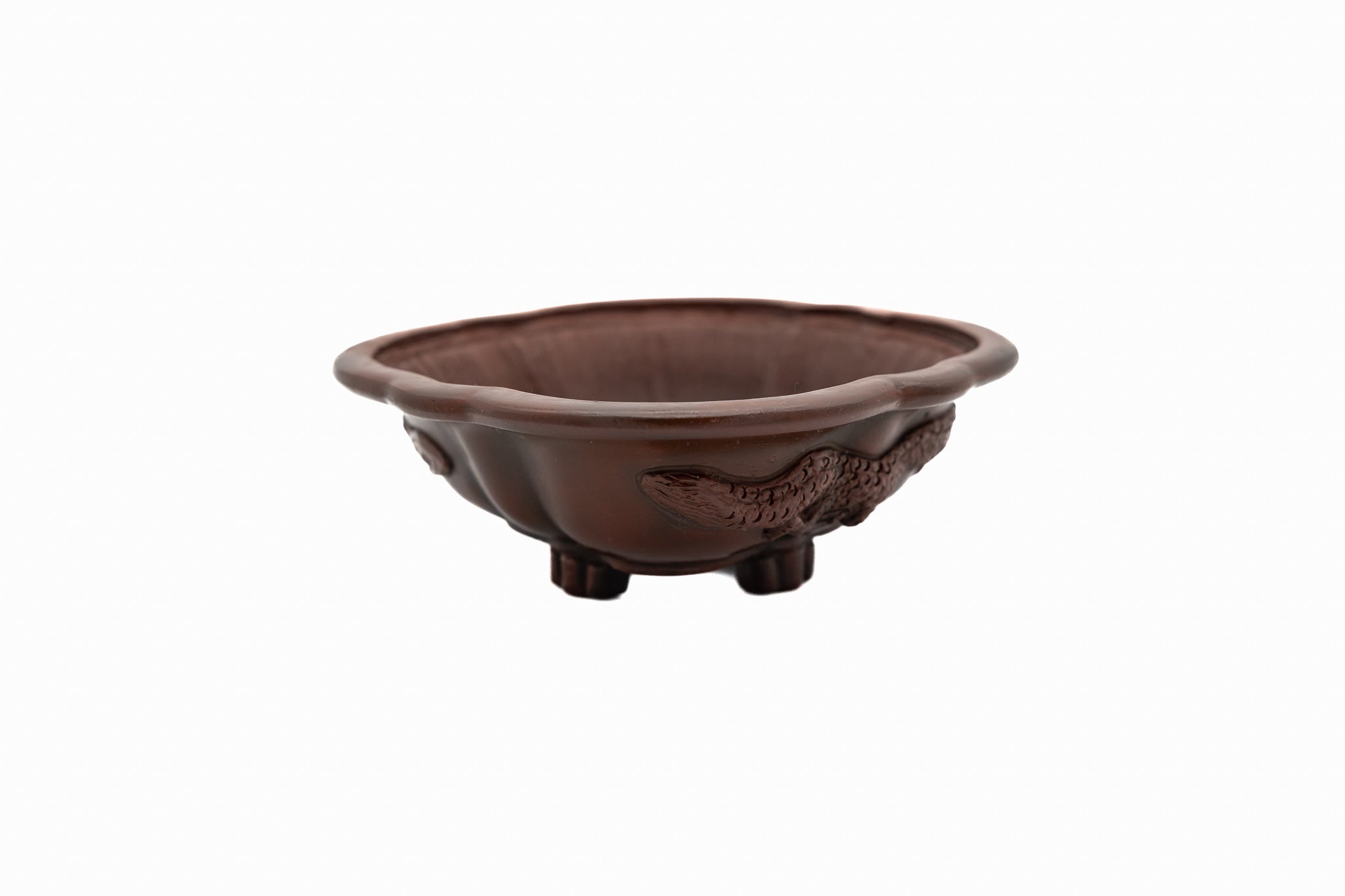 Vaso per bonsai medio non smaltato – Rotondo, con drago intagliato a mano, superficie liscia Vaso per bonsai medio non smaltato – Rotondo, con drago intagliato a mano, superficie liscia