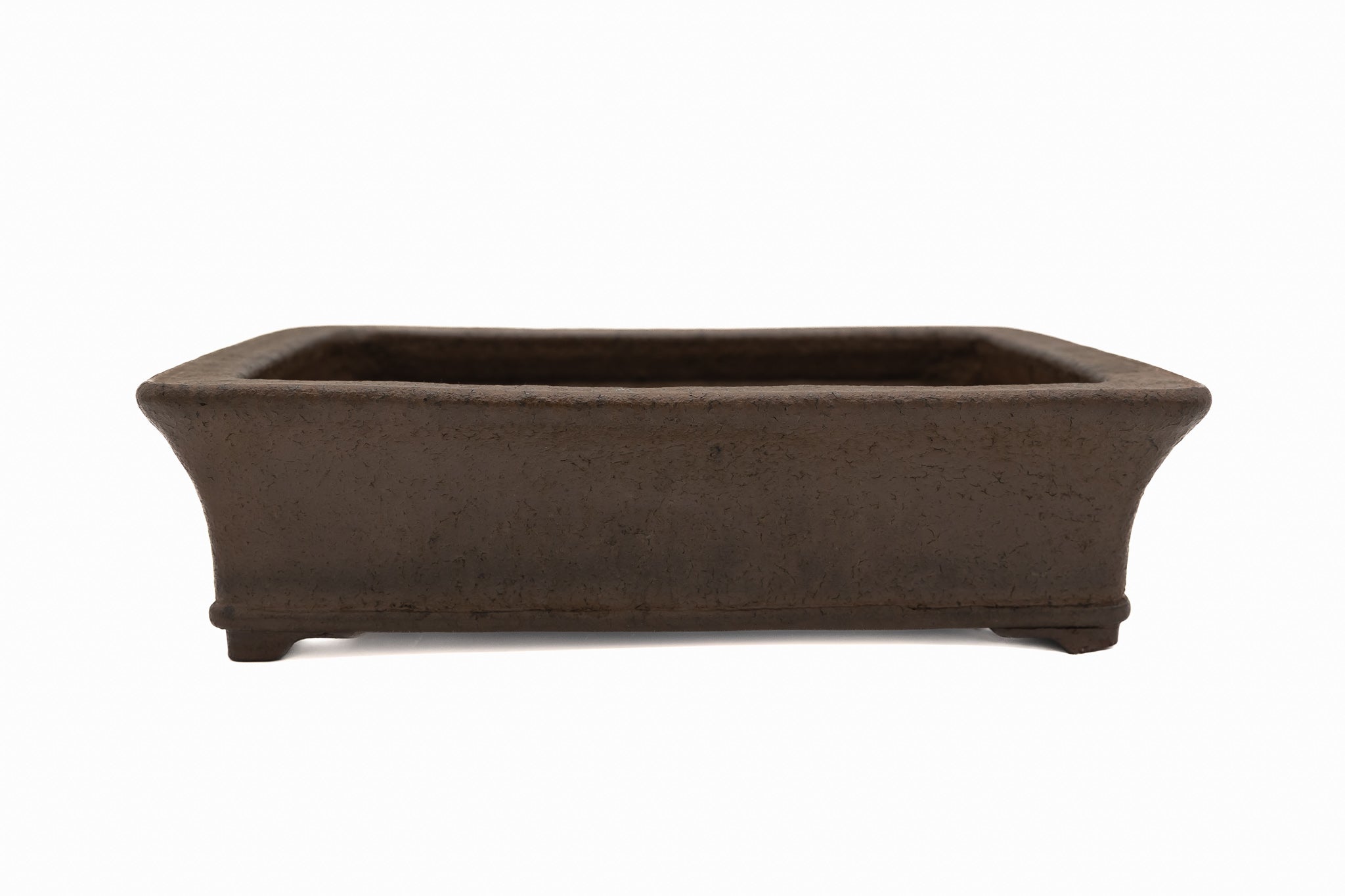 Grande vaso rettangolare non smaltato per bonsai – Bordo piatto, fondo bordato
