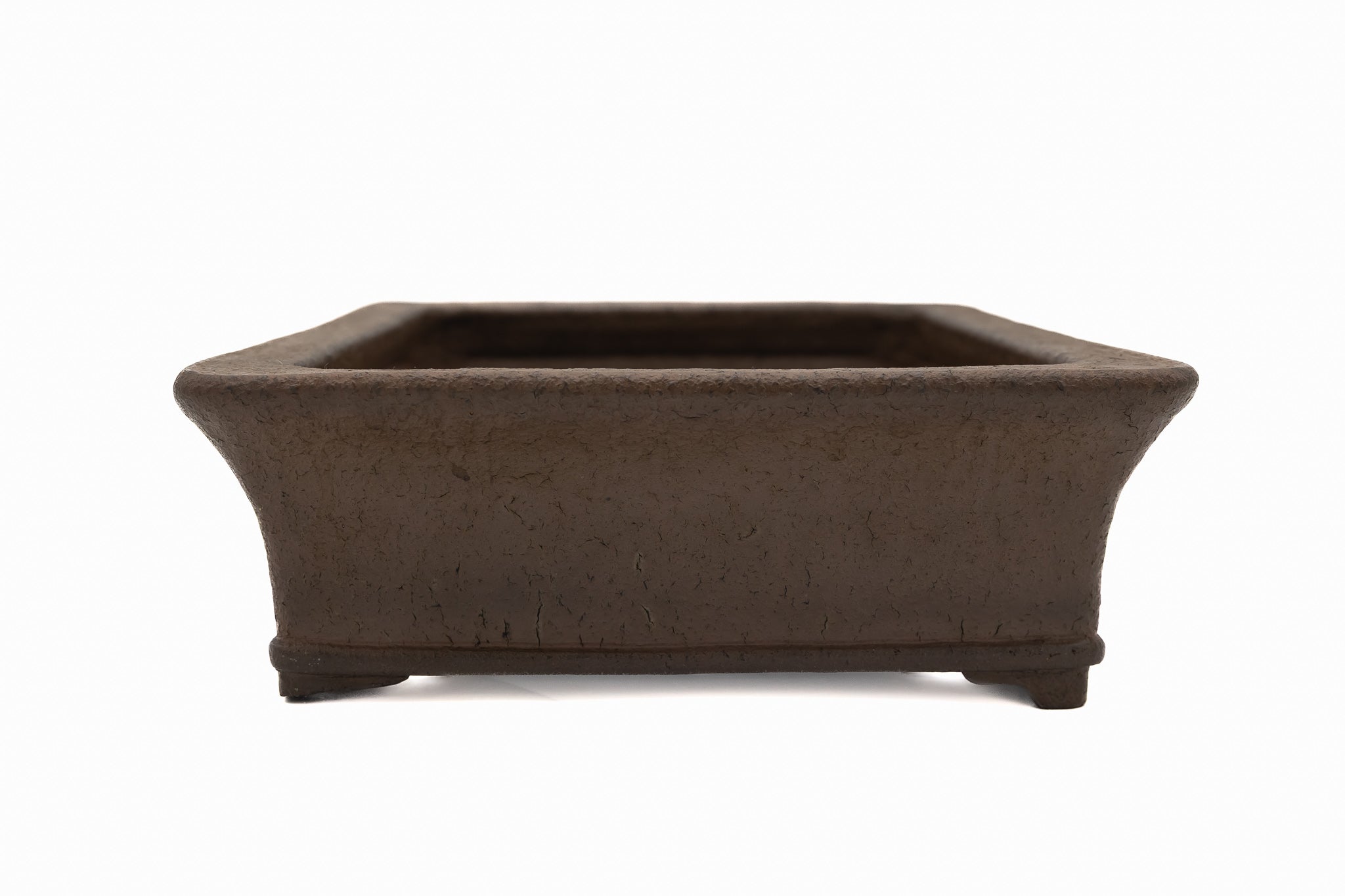 Grande vaso rettangolare non smaltato per bonsai – Bordo piatto, fondo bordato