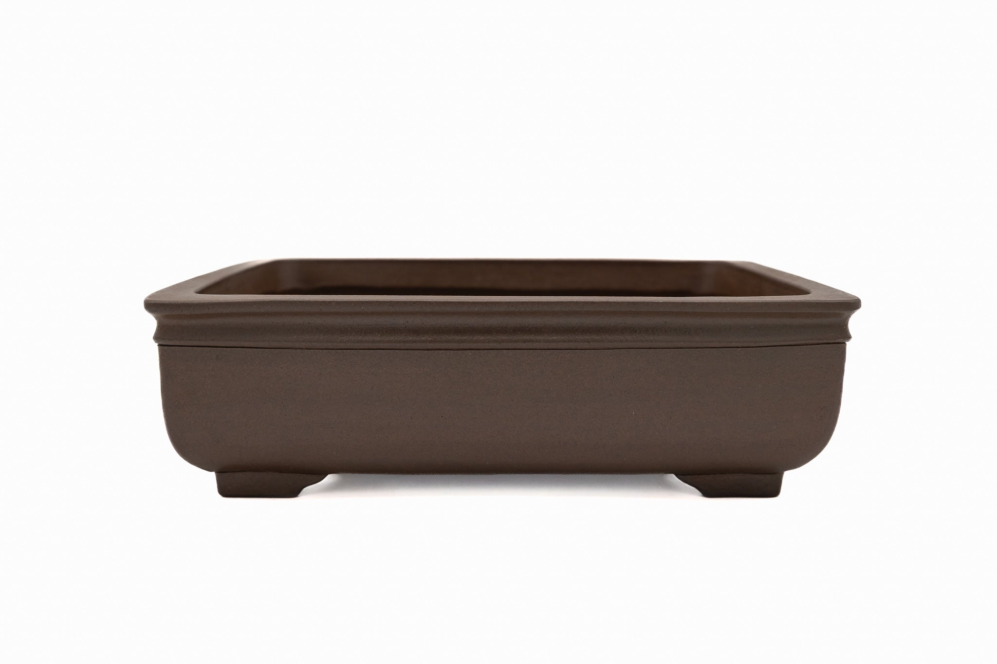 Grande vaso rettangolare non smaltato per bonsai – Bordo piatto allungato, fondo decorativo