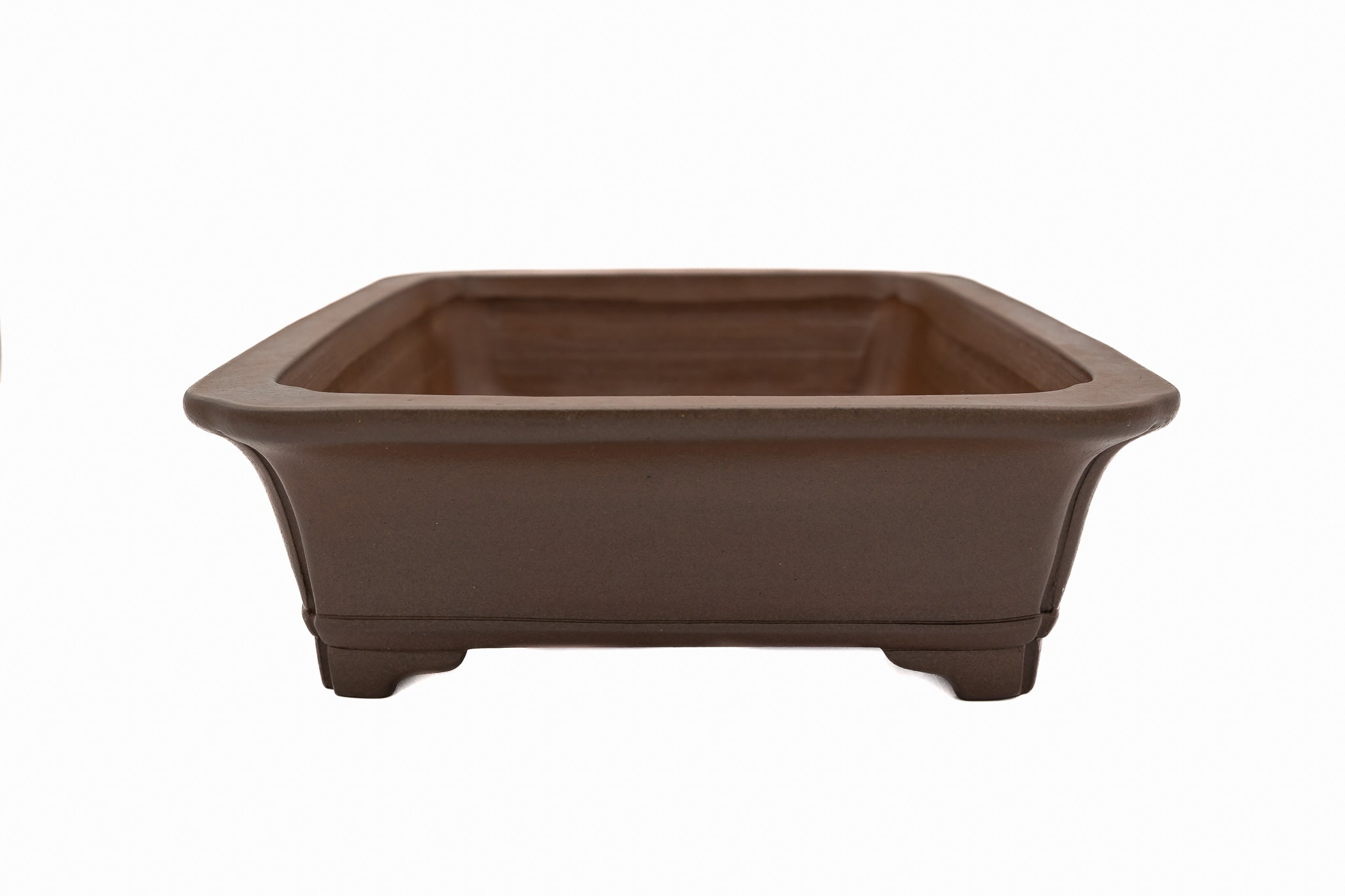 Grande vaso rettangolare per bonsai – Smaltato, modellato a mano, con bordo spesso e piatto.