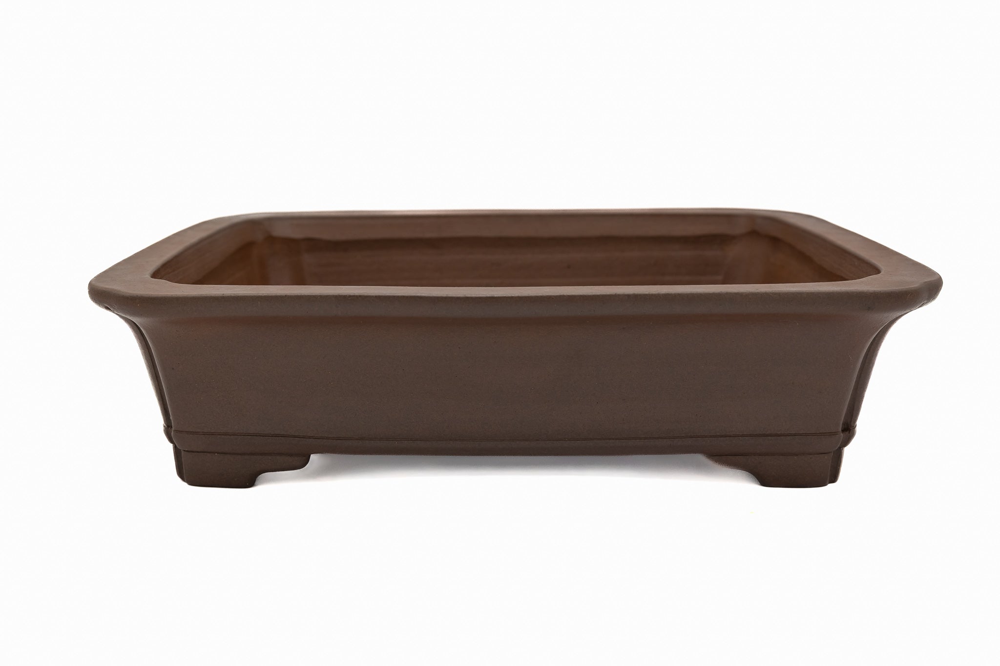 Grande vaso rettangolare per bonsai – Smaltato, modellato a mano, con bordo spesso e piatto.